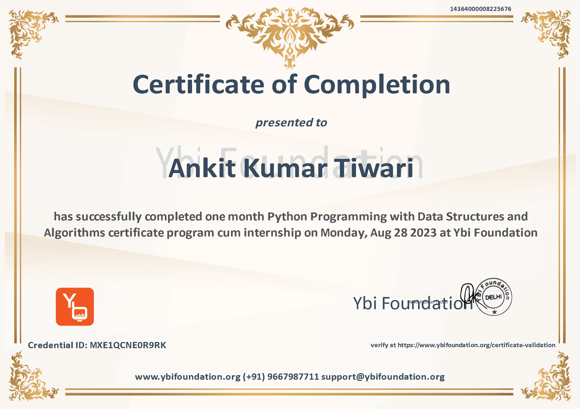 Python with Data Structures and Algorithms Pro+ Certificate and Internship